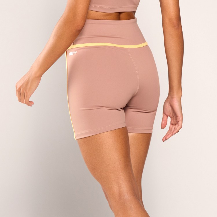 Short Fitness Poliamida Areia com Pêssego