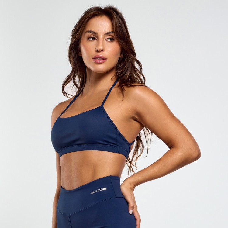 Top Fitness Poliamida Costas Cruzadas Marinho